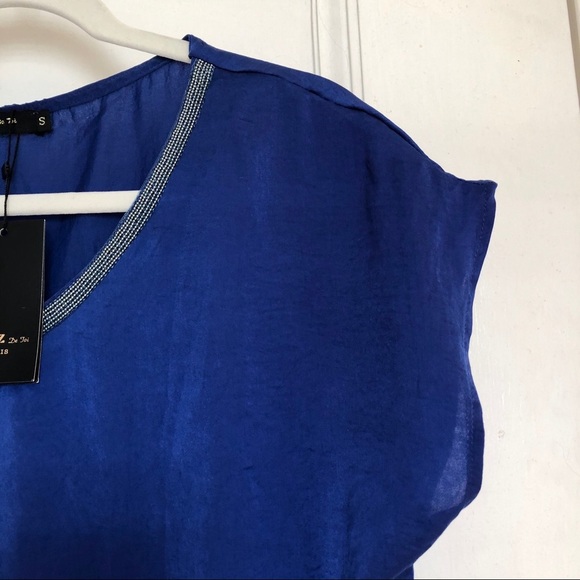 NWT Akoz De Toi Blue Embellished Sleeveless Tunic - Picture 5 of 8